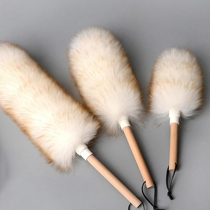 Lambswool Duster with Wooden Handle, Reusable Feather Duster - Image 7