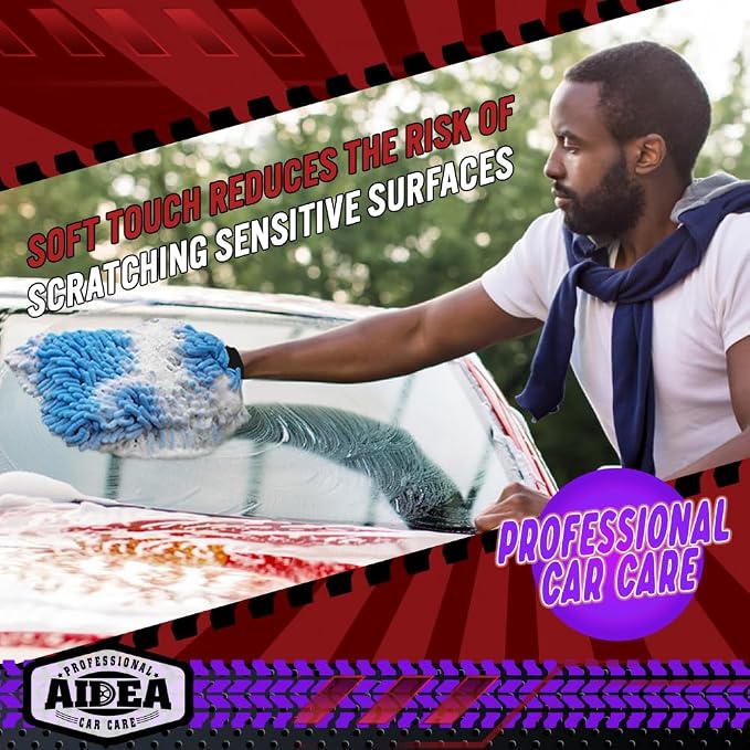 AIDEA Car Wash Mitt Microfiber-2PK, Scratch-Free& Lint-Free, Premium Chenille - Image 4