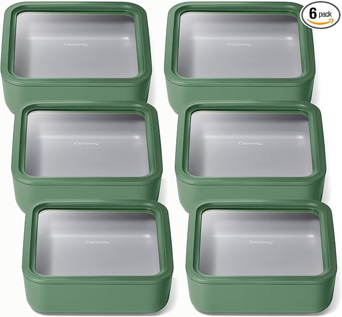 Caraway 6pc Glass Food Storage Set – 10 Cup Food Containers by Caraway