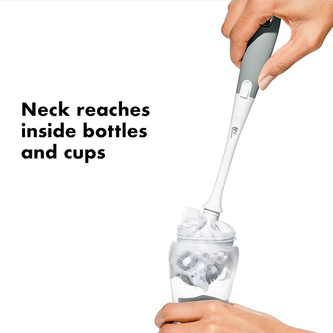 OXO Tot Bottle Brush with Nipple Cleaner and Stand – Gray - Image 3