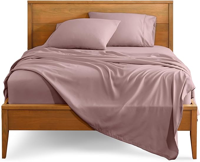 Bare Home Twin Sheet Set - 1800 Ultra-Soft Microfiber Twin Bed Sheets - Double Brushed - Deep Pockets - Easy Fit - Extra Soft - 3 Piece Set - Bedding Sheets & Pillowcases (Twin, Mauve)