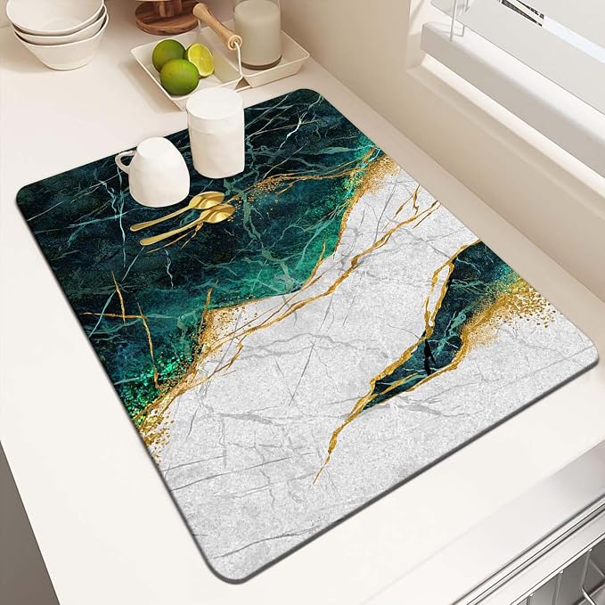 MCALK Marble Green Dish Drying Mat by MCALK