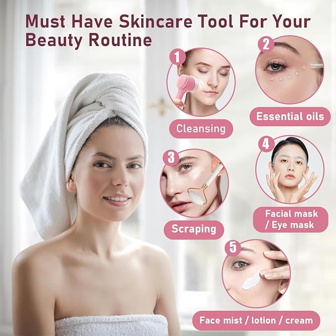 Face Brush 2 in 1, Silicone Facial Cleansing Exfoliating Brush Soft Bristles - Image 6