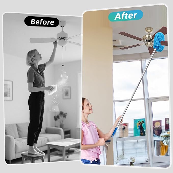 DRQ Ceiling Fan Cleaner Duster, 2 Pack Reusable Microfiber Duster - Image 7