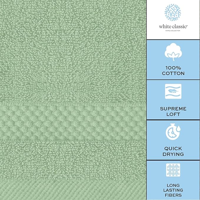 White Classic Luxury Cotton Washcloths 13x13 Inch - Image 7