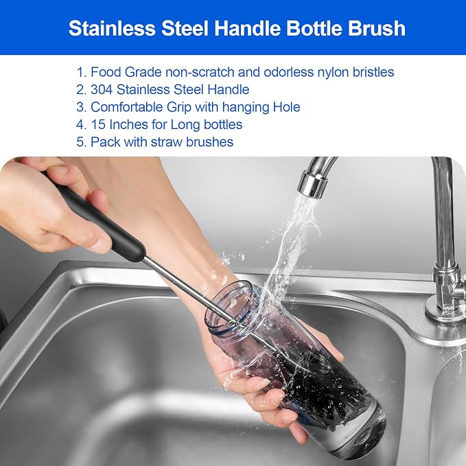 3 Pack Bottle Brush Set, Long Handle Baby Bottle Brush Cleaner - Image 3
