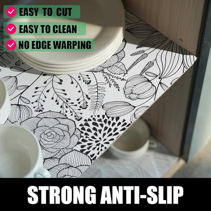 Floral Drawer and Shelf Liner for Kitchen 16IN x 10FT, Non-Adhesive and Strong - Image 3