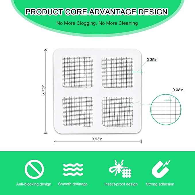 60 Pack Disposable Shower Drain Hair Catcher Mesh Stickers, Square 3.93 Inches - Image 2