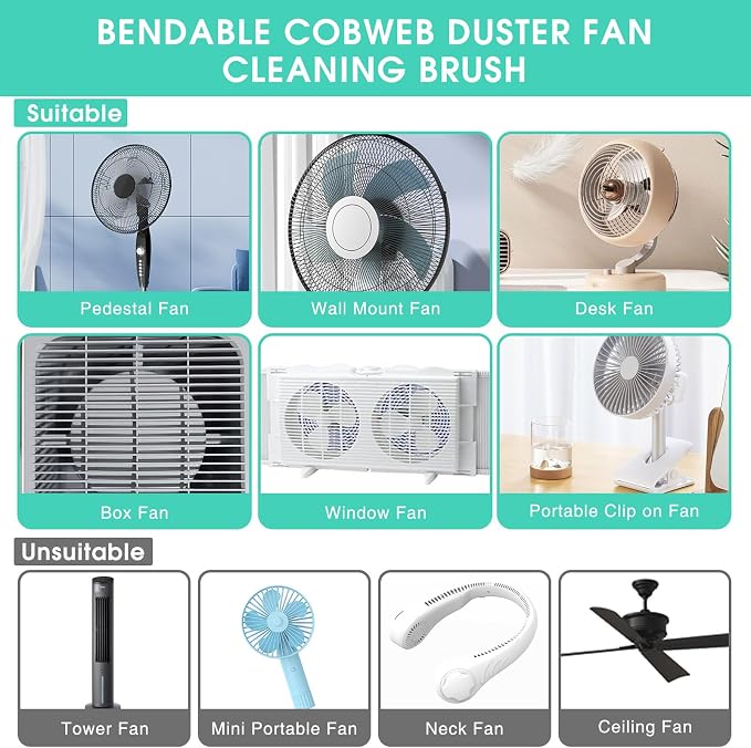 Fan Cleaner Brush Set, Bendable Cobweb Dust Cleaner - Image 5