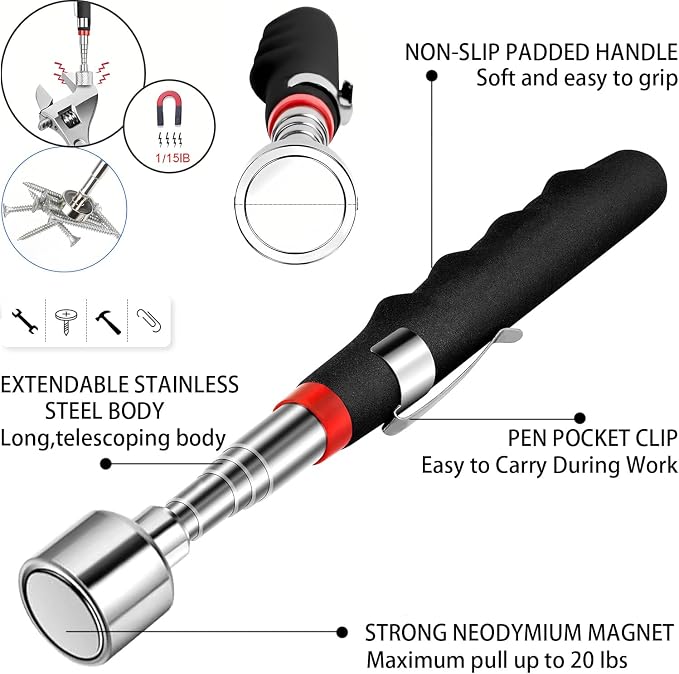 Magnetic Pickup Tool and Grabber Set, 35-inch Flexible Claw, 30-inch - Image 3