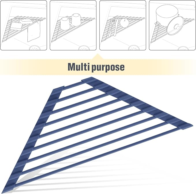 Tomorotec Compact Silicone-Coated Triangle Dish Drying Rack - Image 7