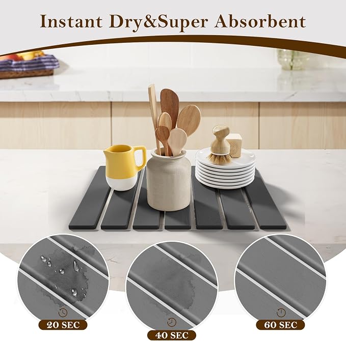 Stone Dish Drying Mats for Kitchen Counter, 15.5“x 11.8”, Eco-Friendly - Image 3