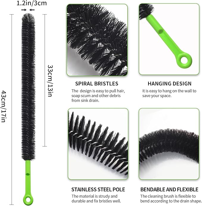 2 Pcs 17” Flexible Sink Drain Cleaner Brush Long Pipe Cleaner Brush - Image 5