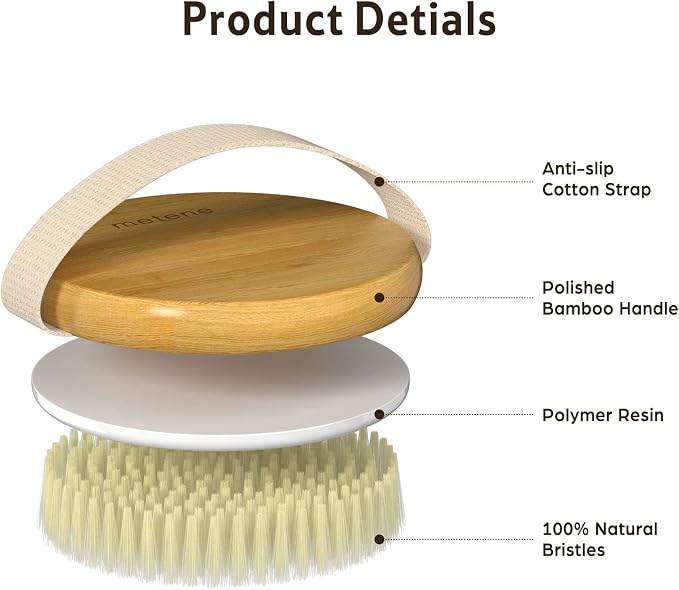 Metene 2 Pack Bamboo Dry Body Brushes, Shower Brush Wet and Dry Brushing - Image 6