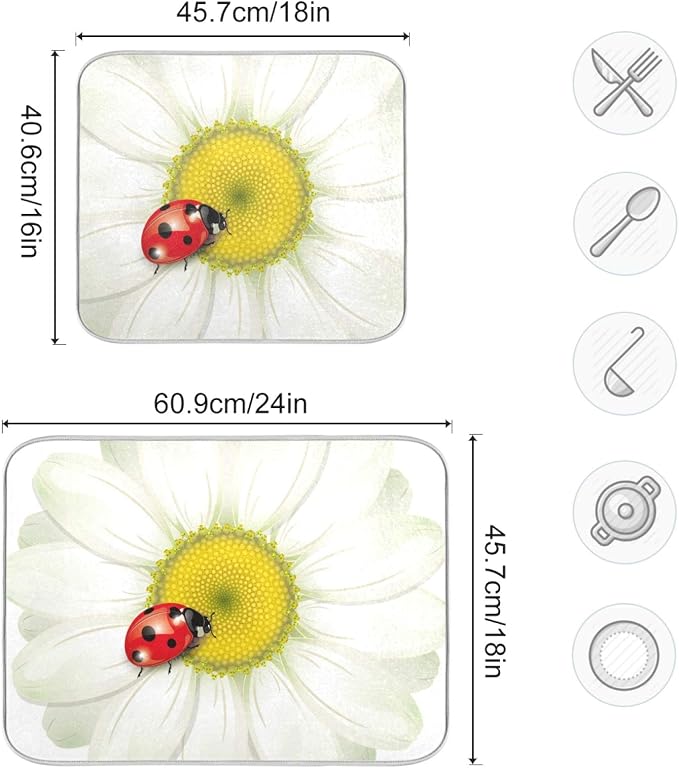Tarity White Daisy Dish Drying Mat - Image 3