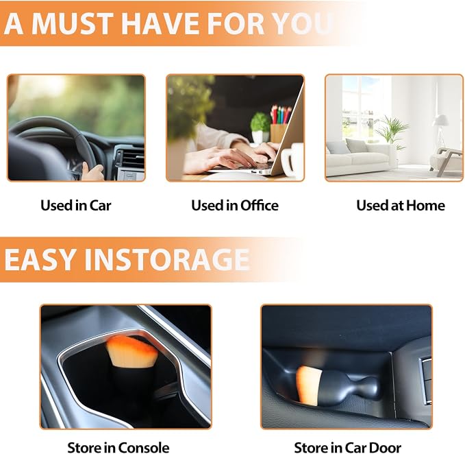 Car Interior Detailing Brush Cleaning Kit, Soft Bristle Dusting Brush, Wire - Image 6