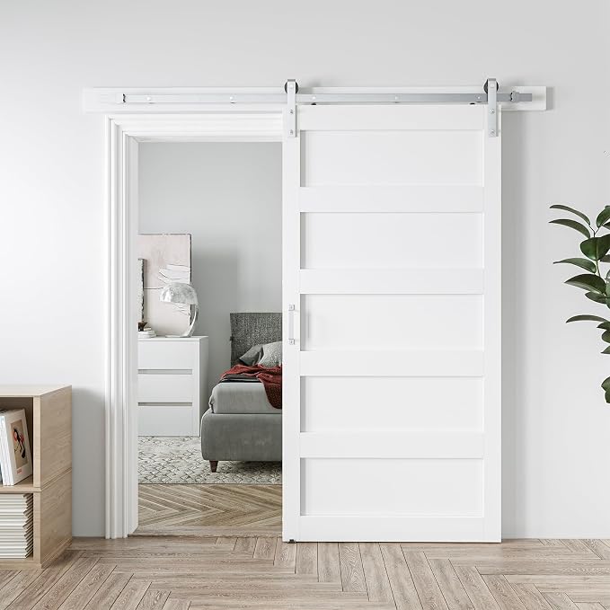 42in x 84in White Sliding Barn Door by COSHOMER