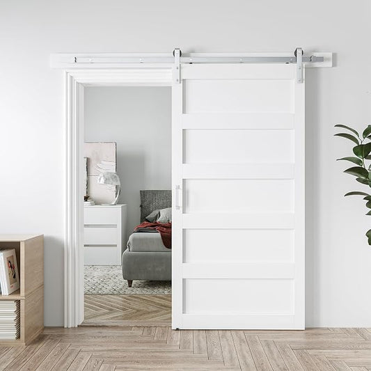 42in x 84in White Sliding Barn Door by COSHOMER