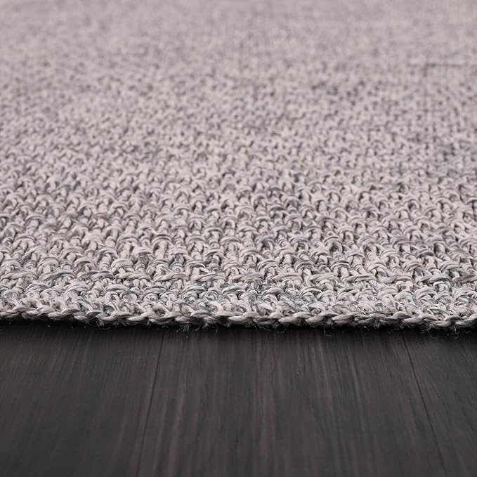 Easy Jute Rug 4x6 Indoor Outdoor Natural Rugs Solid Fiber Rug Woven Area Rug Boho Easy Clean Inside Carpet for Living Room Bedroom Dining Room Hallway or Outdoor Patio Porch (4 X 6 Silver)