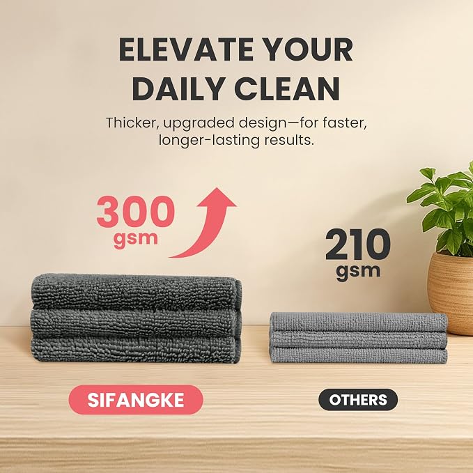 Microfiber Cleaning Cloth, 12 Pack Grey Cleaning Rags - Image 4