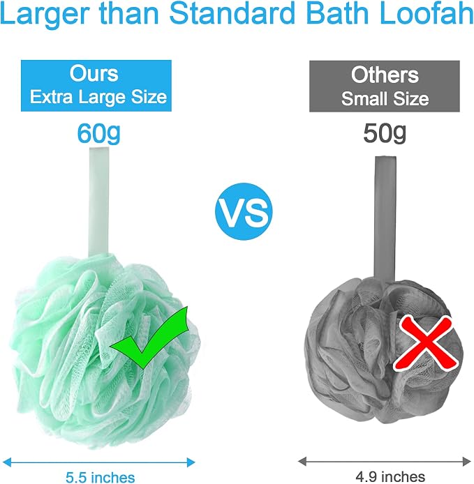 AmazerBath Loofah Sponge 60g/Piece, Exfoliating Bath Sponge Body Scrubber - Image 6