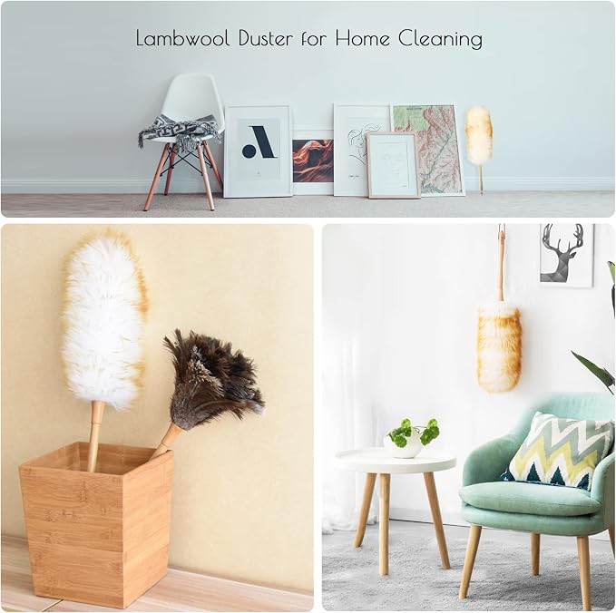 Lambswool Duster 16'' Length Solid Wooden Handle Leather Hang Strap - Image 5