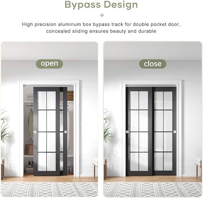 EaseLife 4FT/48in Bypass Double Sliding Pocket Door Hardware Kit, Commercial - Image 3