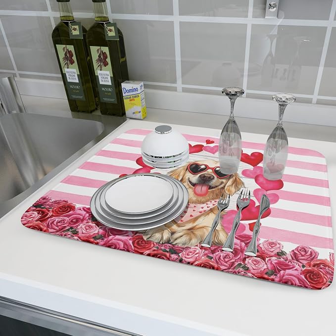Valentine's Day Dog Dish Drying Mat - Image 6
