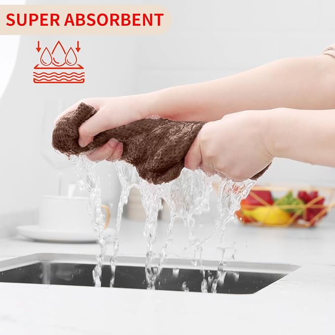 Homaxy 100% Cotton Waffle Weave Kitchen Dish Cloths, Quick Drying Dish Rags - Image 3