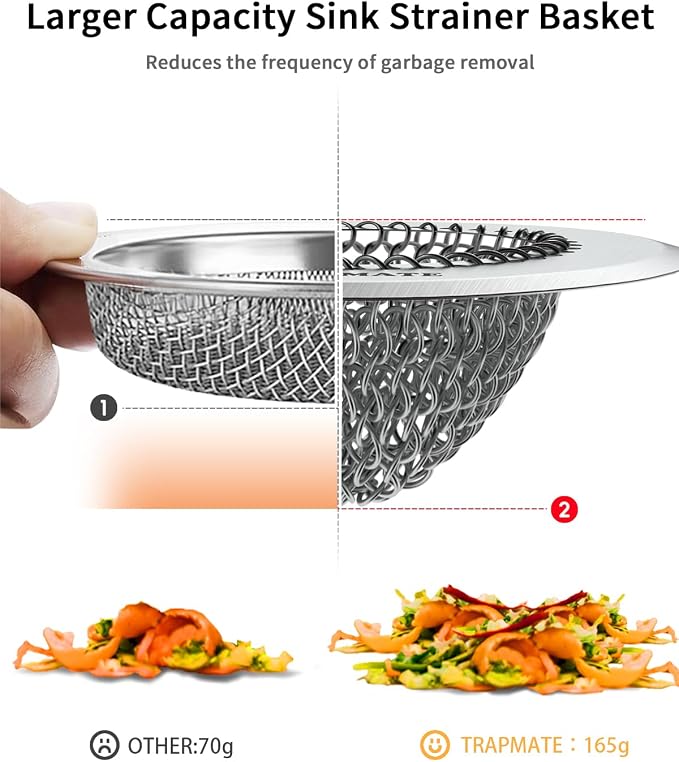 TRAPMATE Kitchen Sink Drain Strainer & Sink Stopper, Revolutionary Stainless - Image 8
