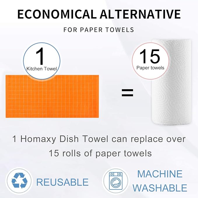 Homaxy 100% Cotton Terry Kitchen Towels, Checkered Designed, Soft and Super - Image 7