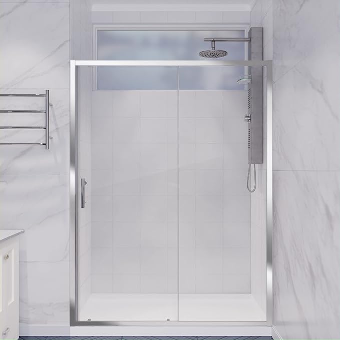 ANZZI 72 x 48 inch Framed Shower Door in Polished Chrome | Halberd Water by ANZZI