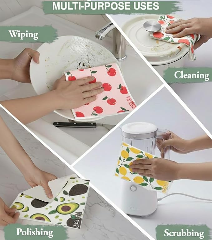 10 PCS Fruit Print Swedish Dishcloths - Image 6