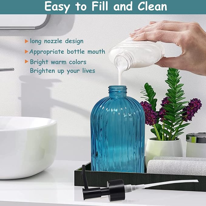 Blue Glass Soap Dispenser Set - Image 3