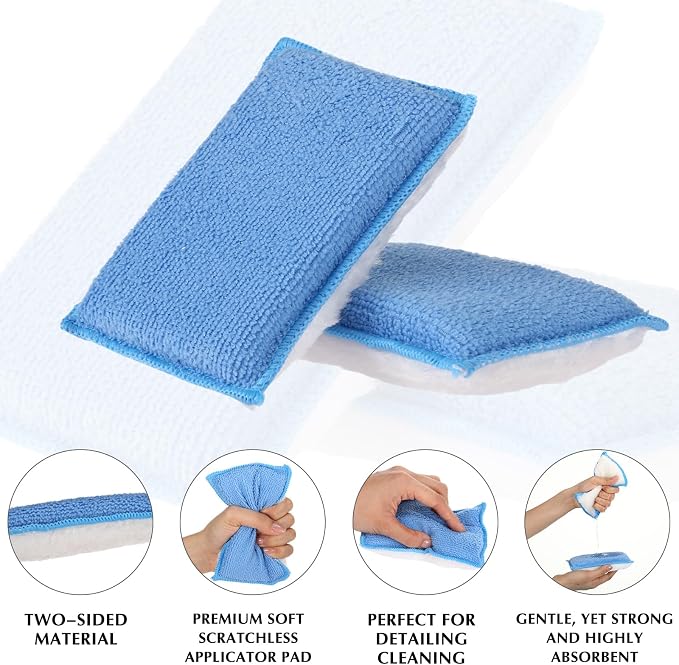 Mudder 8 Pcs Car Interior Scrubbing Sponge 5'' x 3'' Fiber Car Wax Applicator - Image 4