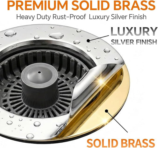 Solid Brass Body 3-in-1 Kitchen Sink Drain Strainer & Stopper, Heavy Duty Pop - Image 2