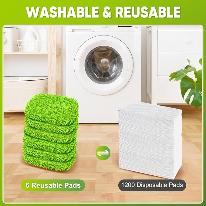 6-Pack Reusable Mop Pads Fit Swiffer Sweeper, Microfiber Cleaning Mop Pads - Image 4