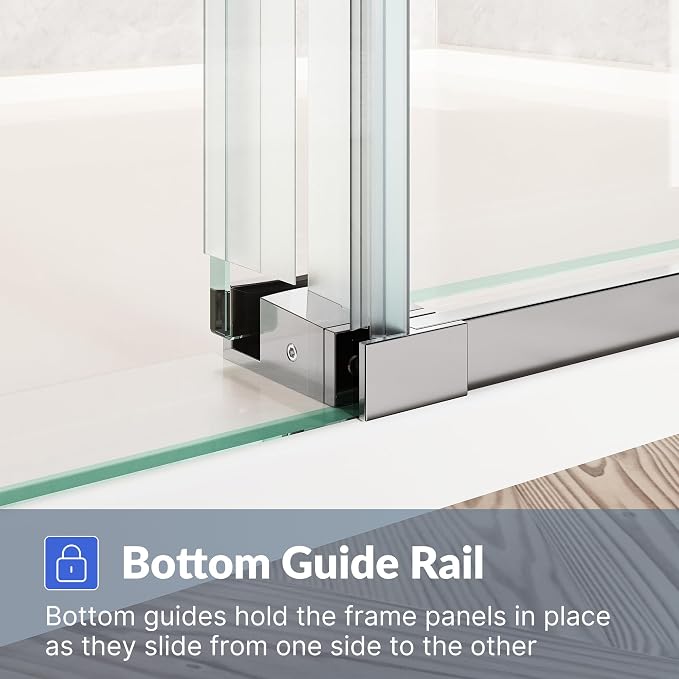 SUNNY SHOWER Frameless Shower Door 60" W x 72" H, Single Sliding Shower Glass - Image 4