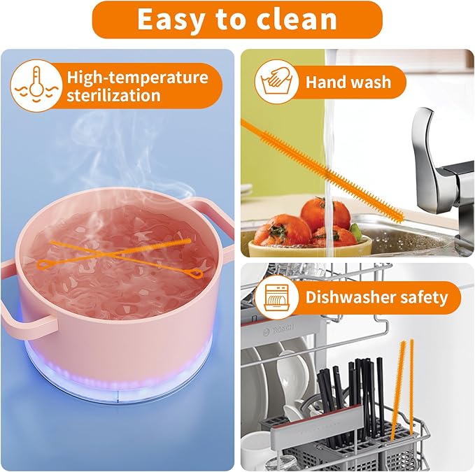 2Pcs Silicone Straw Cleaner Brush, 9.84in Reusable Straw Cleaner - Image 6