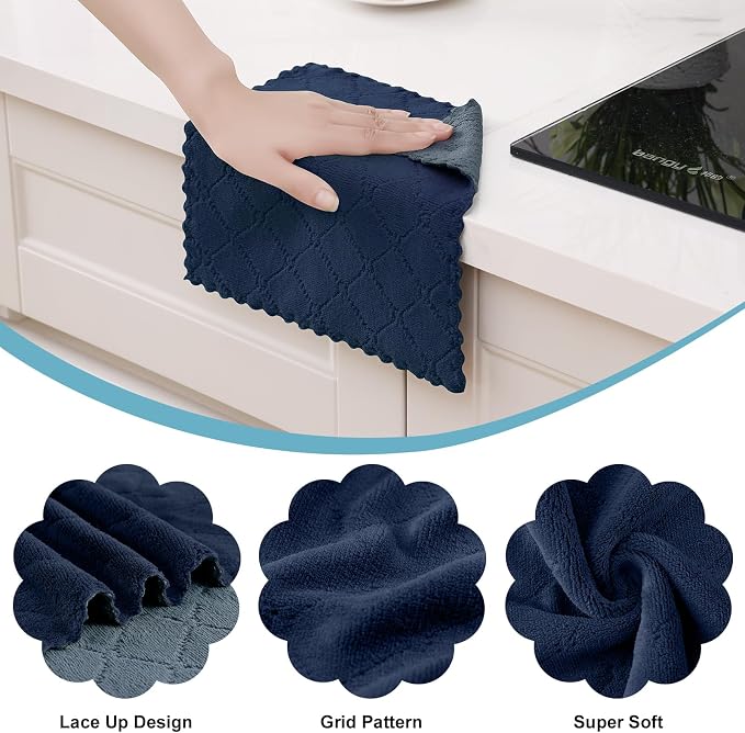 Homaxy 12 Pack Kitchen Cloths Dish Towels, Super Soft and Absorbent Dish Cloths - Image 2