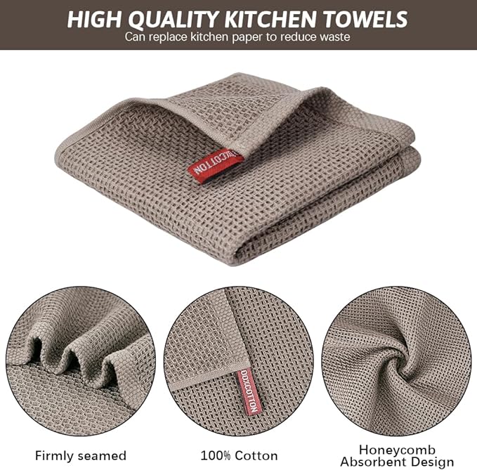 Nialnant 6 Pack Dish Cloths, 100% Cotton Waffle Weave Kitchen Towels, Soft and - Image 3