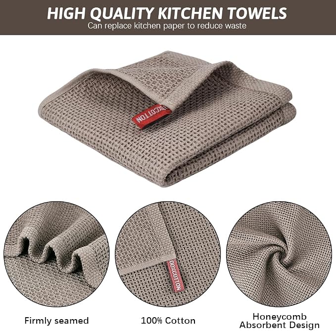 Nialnant 6 Pack Kitchen Towels and Dishcloths Sets, 100% Cotton Soft Absorbent - Image 3