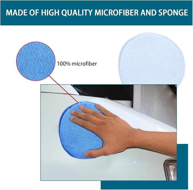 Ziciner 4 Pack Microfiber Applicator Pads, Car Wax Foam Buffing and Cleaning - Image 3