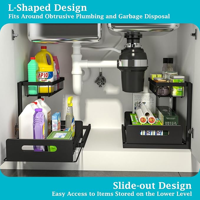 REALINN Under Sink Organizer, Pull Out Cabinet Organizer Slide Out Sink Shelf - Image 3