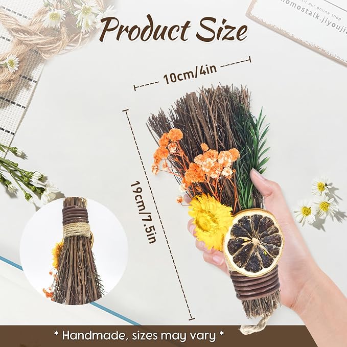 Cinnamon Broom 7.5 Inch Mini Spring Floral Cinnamon Broomstick Scented Natural - Image 3