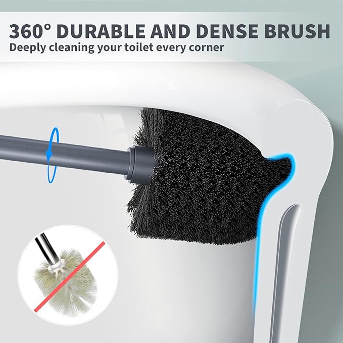 Toilet Brush and Holder 2 Pack, Toilet Bowl Brush - Image 2