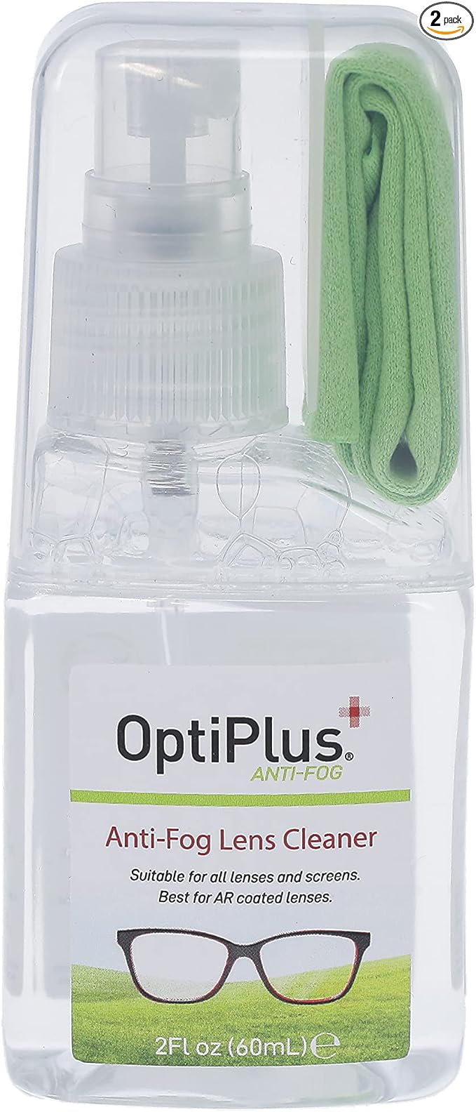 OptiPlus Anti-Fog Lens Cleaning Spray Kit l Cleaning Spray and Microfiber Cloth by OptiPlus