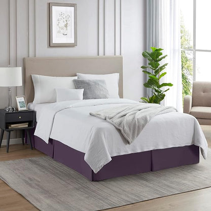 Nestl Dark Purple Twin Bed Skirt - Twin Size Bed Skirt 14 Inch Drop - Brushed Microfiber Bed Skirts - Hotel Quality Pleated Bed Skirt - Shrinkage & Fade Resistant