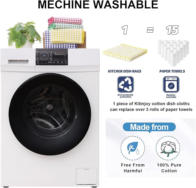 Kitinjoy Cotton 12 Pack Terry Kitchen Towels, 16 x 25 Inches Super Soft and - Image 5