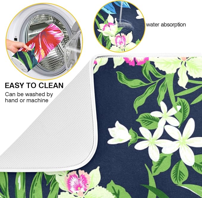 Tarity Colorful Tropical Flowers Dish Drying Mat - Image 2